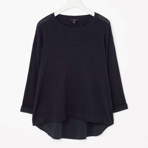 COS Navy Cotton Cashmere Blend Silk Back Jumper